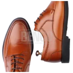 پاشنه و پنجه کفش چرمی مردانه C6 قهوه ای روشن