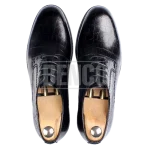 کفش چرمی مردانه R2 کروکودیلی جفت شده مشکی