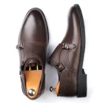 کفش چرمی باکل رنگ قهوه ای تیره