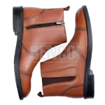 بوت چرمی مردانه ادوارد پای راست و چپ رنگ قهوه ای روشن