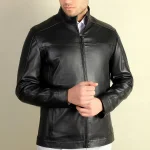 کاپشن چرمی مردانه مدل ژان مشکی