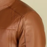 کاپشن چرمی مردانه مدل ژان عسلی - تصویر 2