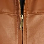 کاپشن چرمی مردانه مدل ژان عسلی - تصویر 5