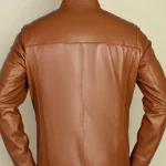 کاپشن چرمی مردانه مدل ژان عسلی - تصویر 6