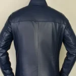 کاپشن چرمی مردانه مدل ژان سرمه ای - تصویر 2