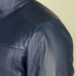 کاپشن چرمی مردانه مدل ژان سرمه ای - تصویر 3