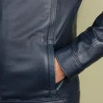 کاپشن چرمی مردانه مدل ژان سرمه ای - تصویر 6