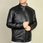 کاپشن چرمی مردانه مدل ژولیت مشکی