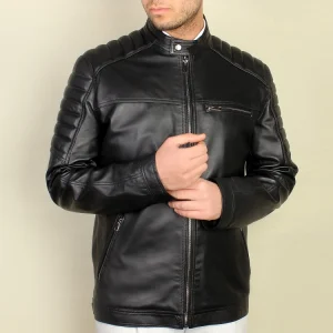 کاپشن چرمی مردانه مدل ژولیو مشکی