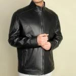 کاپشن چرمی مردانه مدل لیزا مشکی