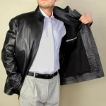 کاپشن چرمی مردانه مدل لیزا مشکی - تصویر 6